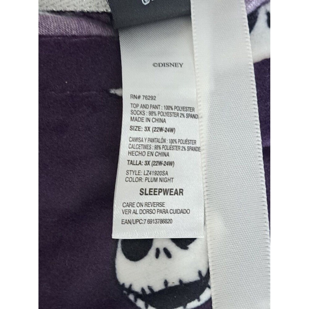 Nightmare Before Christmas Women's Plum Purple Jack Skull Face Pajama Set 3X - Picture 6 of 7